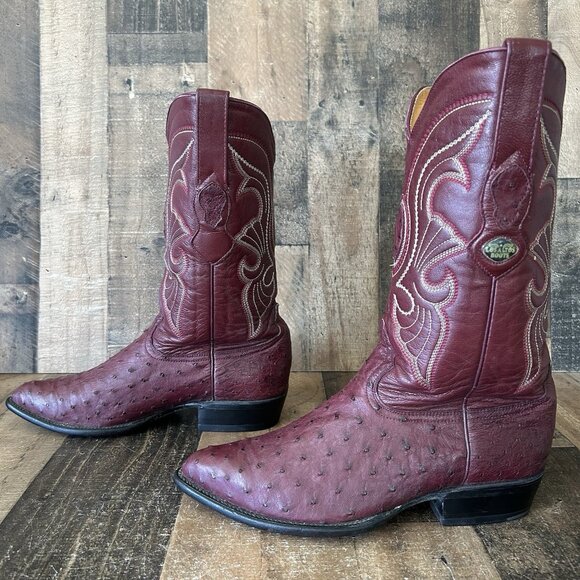 Los Altos Full Quill Ostrich Western Cowboy Boots Mens 10 EE - Picture 3 of 12